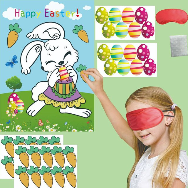 WEIGAO Ostern Pin die Ei Karotte auf dem Hasen, Spiel mit Aufkleber, Poster, Augenbinden - Bild 1