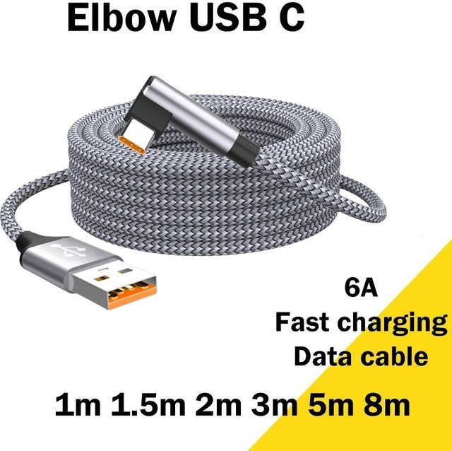 60W USB-A auf Typ-C Schnellladekabel PD Datenkabel in Schwarz für iPhone 15 Xiaomi Samsung und Android Smartphones - Bild 1