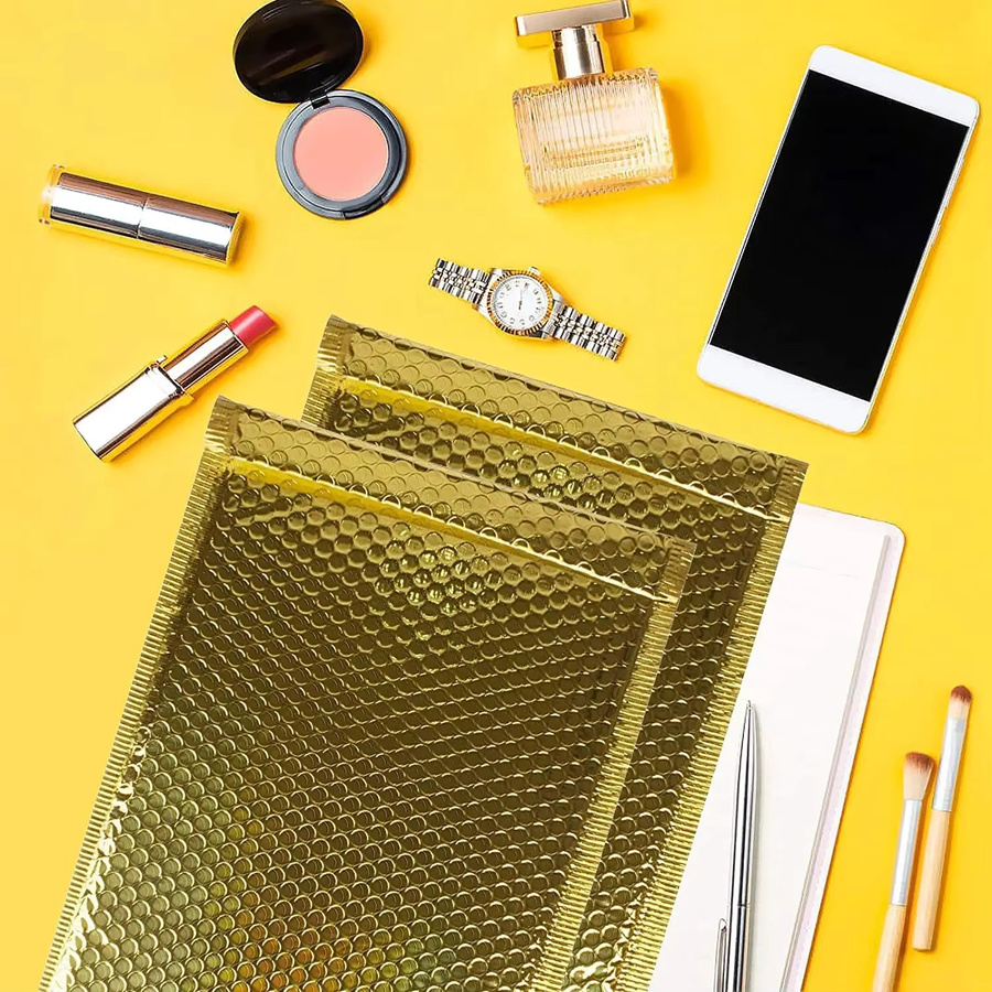 50 Stück selbstklebende Luftpolsterumschläge aus Kunststoff in Gold und Rosa als gepolsterte Versandtaschen für Geschenke und Bücher - Bild 3