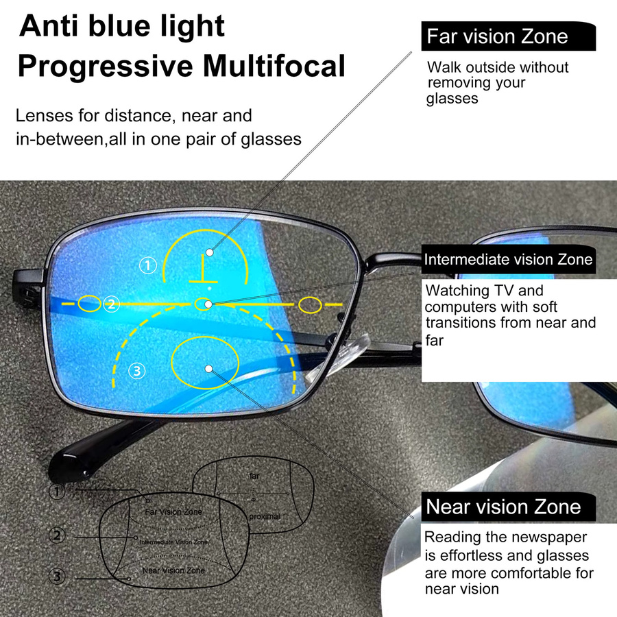 ZOZO TOMI Lesebrille, Metall, Vollrand, rechteckig, Unisex, transparent, black - Bild 5
