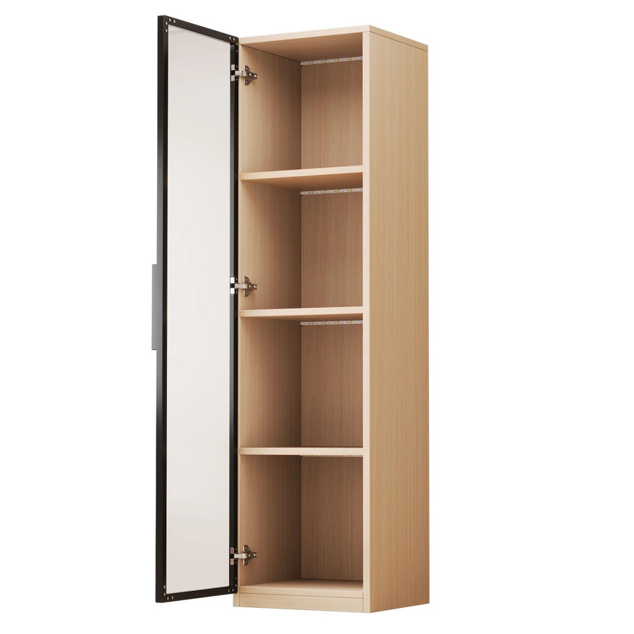 okwish Vitrinenschrank mit Glastüren und LED-Beleuchtung in Eiche Natur, B/T/H: 40 x 15 x 165 cm - Bild 2