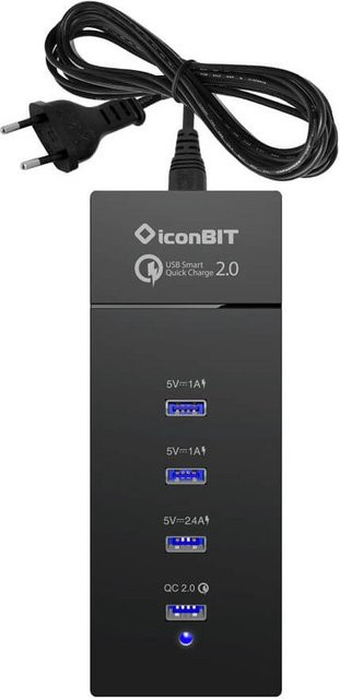 iconBIT USB 4-Port Ladegerät in Schwarz - Bild 1
