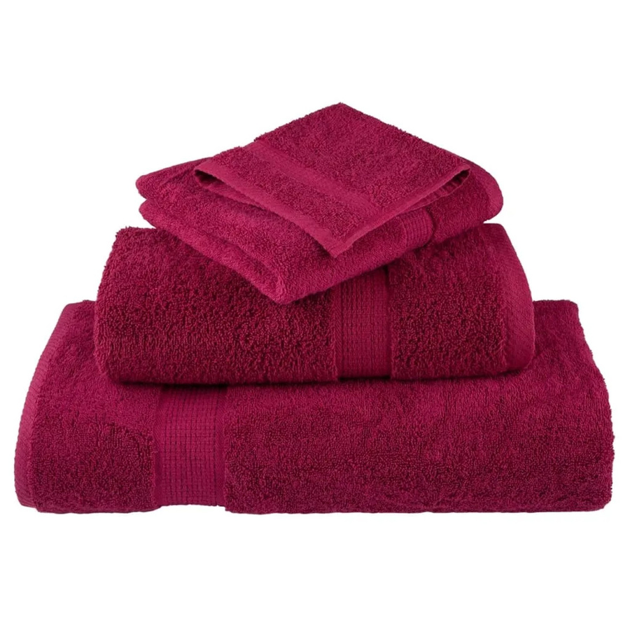 vidaXL SOLUND Premium-Handtücher Set, 4 Stück, Bordeaux Rot, Baumwolle, 600 g/m², B: 100 cm, L: 200 cm - Bild 2