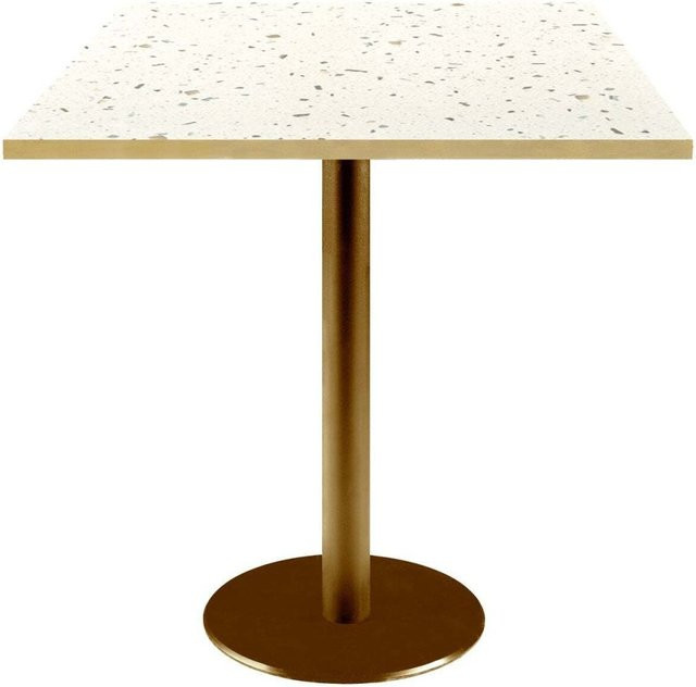 RestooTab Tisch Rome quadratisch mit Terrazzo Platte und goldmetallic Gestell, B/T/H: 70 x 70 x 75 cm - Bild 1