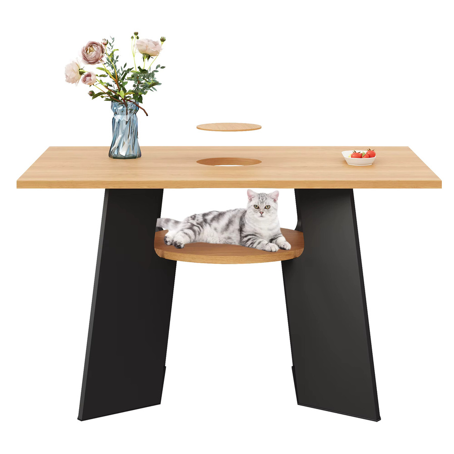 Okwish Esstisch Rechteckig aus MDF in Natur und Schwarz - Bild 4