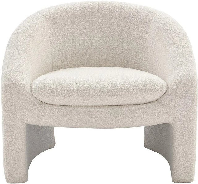 Sessel Ossana von Vente-unique mit gerader Rückenlehne in Weiß aus Bouclé-Stoff, Höhe: 83 cm - Bild 1