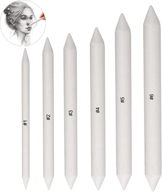 Mischstifte und Tortillons Set aus Papier für Skizzen und Zeichnungen in Weiß - Bild 1