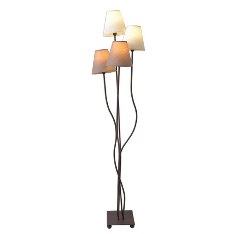 Näve Stehleuchte Boho 4-flammig Beige-Braun aus Metall und Textil B/H/T: 34 x 138 x 43 cm - Bild 2