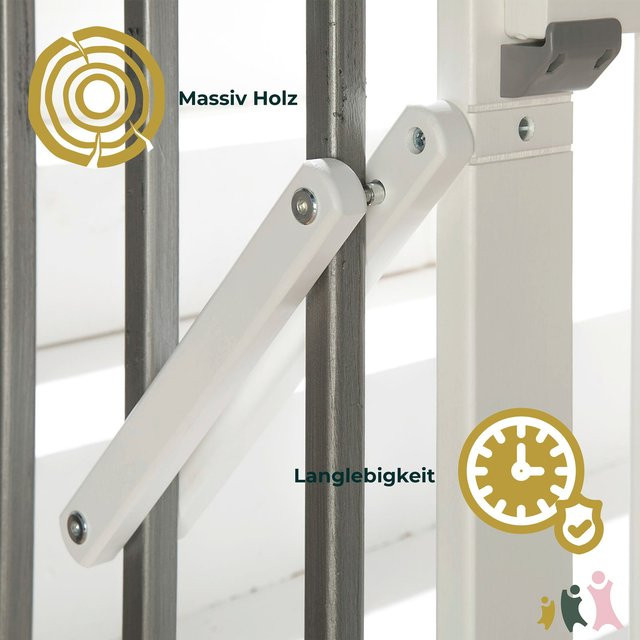 Geuther Treppenschutzgitter Plus aus Holz in Weiß, Breite: 93-135 cm - Bild 1