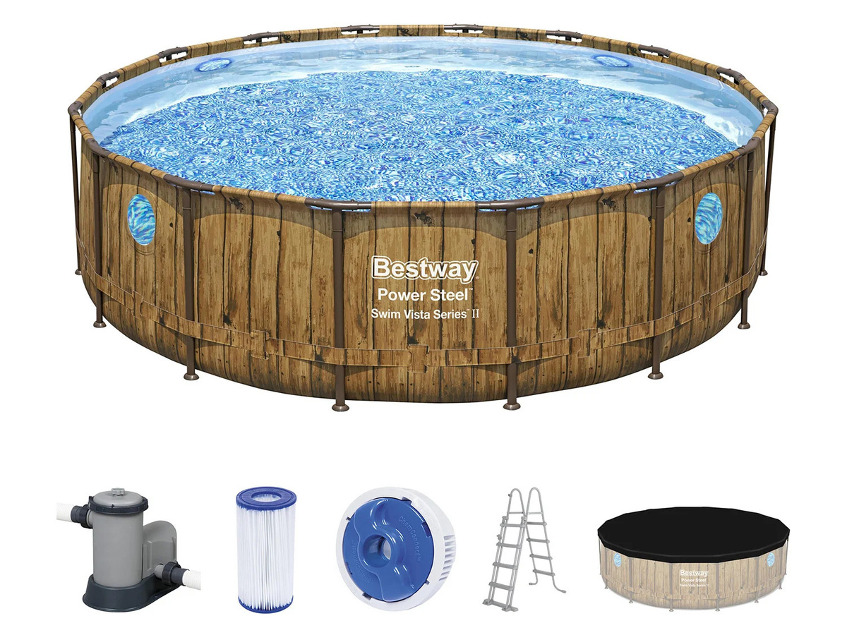Bestway Power Steel Swim Vista Rundpool mit Stahlrahmen in Braun - Bild 2