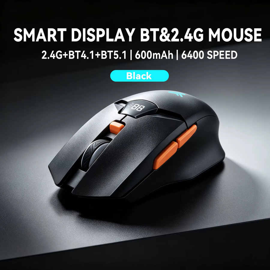 RESAUDGINE Kabellose ergonomische Maus in Schwarz mit Bluetooth und 2,4G, wiederaufladbare geräuscharme optische Maus mit einstellbarer DPI für Laptop, PC und Mac - Bild 7