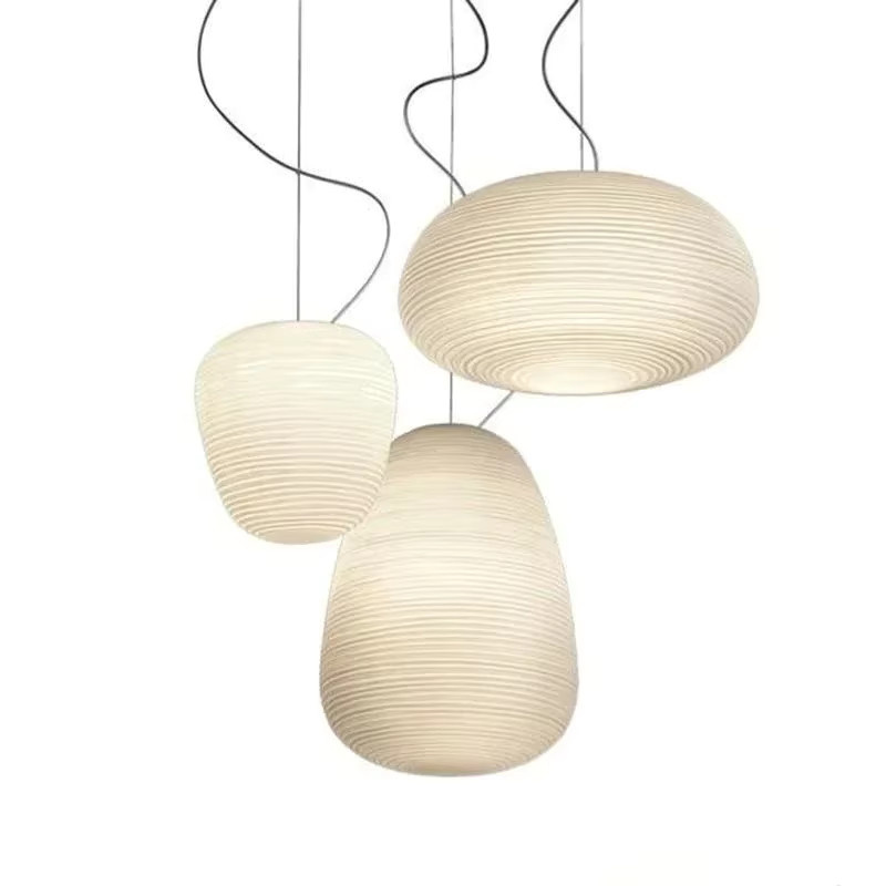 Dreiköpfige Hängelampe im japanischen Wabi-Sabi-Design von JIANKEXING in Weiß mit warmweißem Licht - Bild 3
