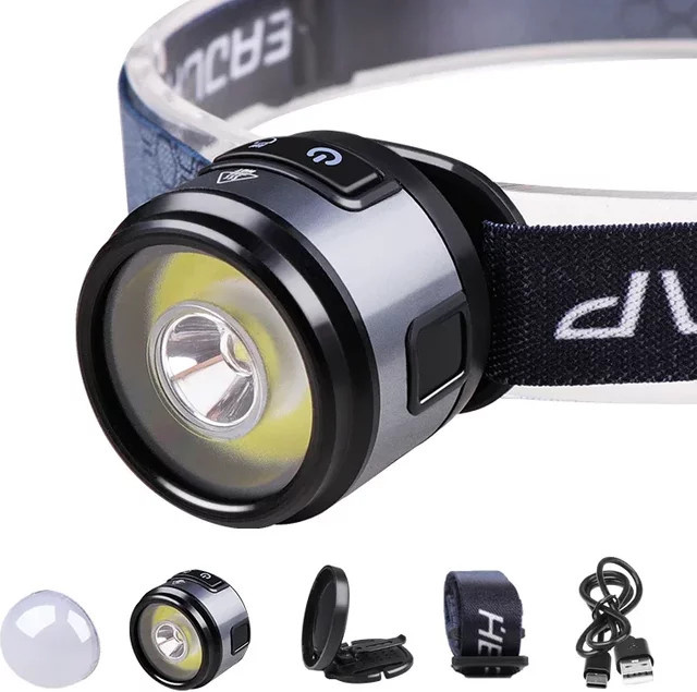 JIASHUAIXIN LED Stirnlampe mit Kappenclip, wiederaufladbar, Schwarz - Bild 1