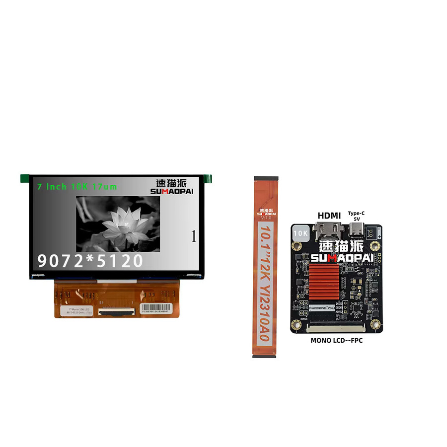 SUMAOPAI 3D-Drucker-Zubehör 7,0 Zoll 10K Monochrom-Bildschirm mit HDMI-Treiberplatine in Schwarz - Bild 3