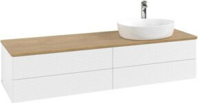V&B Waschtischunterschrank Antao mit Frontstruktur, Farbe Weiß mit Eichenoptik, B/T: 160 x 50 cm - Bild 1