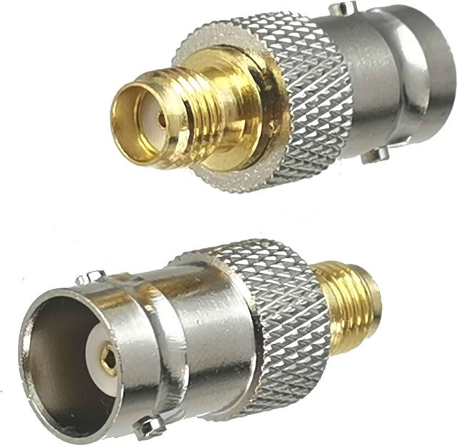 FJH-10 RF-Koaxial-Konverter SMA-Buchse auf BNC-Buchse Steckverbinder-Adapter Gerade, Silber - Bild 1