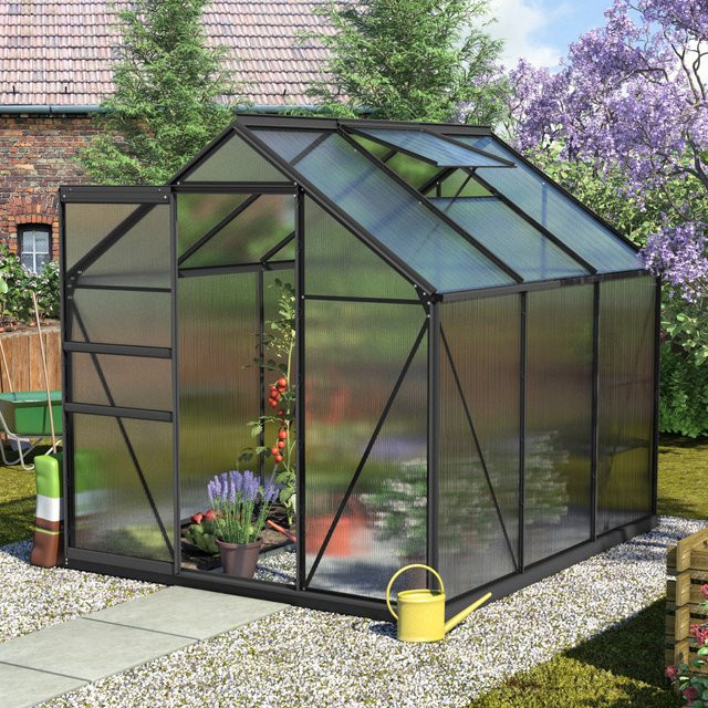 Vitavia Gewächshaus Calypso 4400 in Schwarz mit 4,4 m² und 4 mm HKP-Platten - Bild 1
