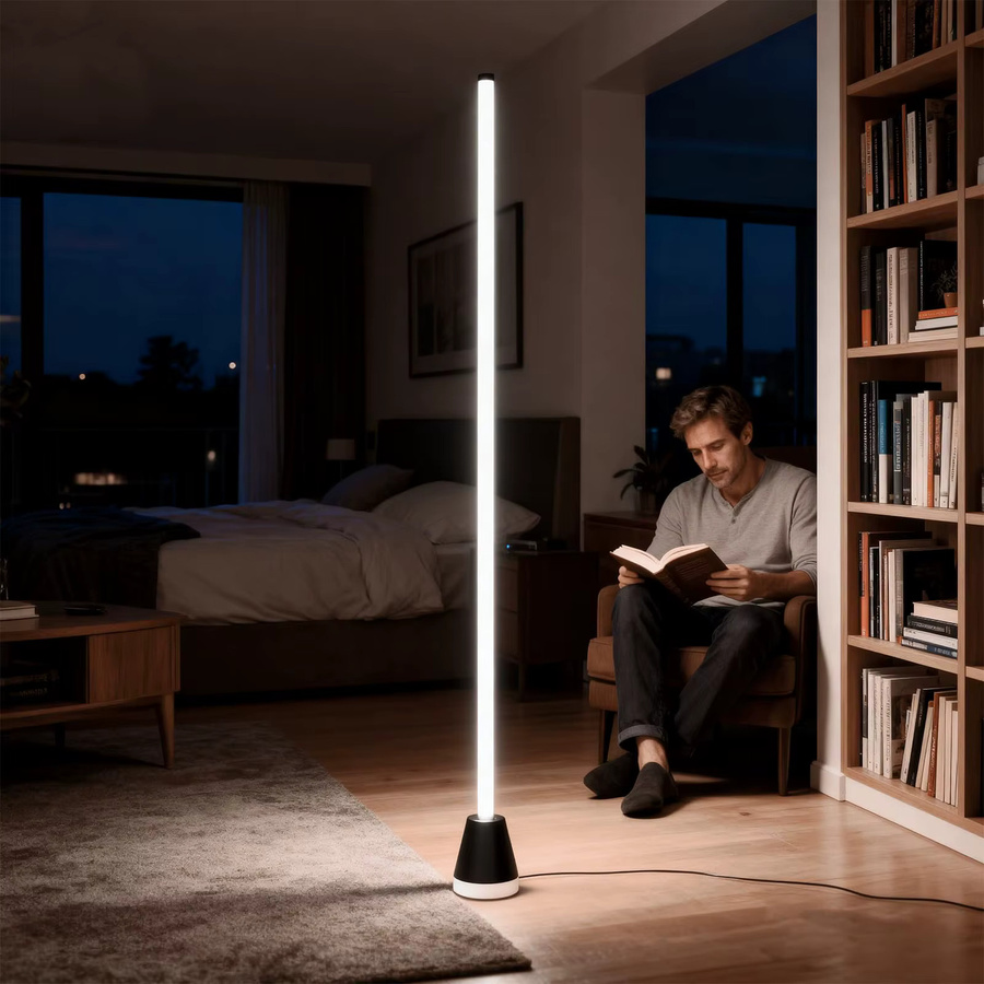 LQWELL RGBIC LED Stehlampe in Schwarz, Smart Ecklampe mit 16 Millionen Farben, dimmbar via App und Fernbedienung, Musikmodus und Timer, Höhe: 150 cm - Bild 2