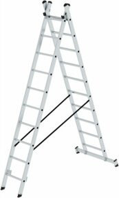 MUNK Aluminium-Mehrzweckleiter 2-teilig mit nivello Traverse, Farbe Silber - Bild 1