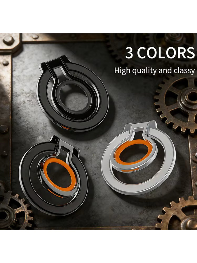 MagSafe Magnetischer Metallring mit 360 Grad Rotationsfunktion für iPhone 12 bis 17 und Samsung in Schwarz und Orange - Bild 6