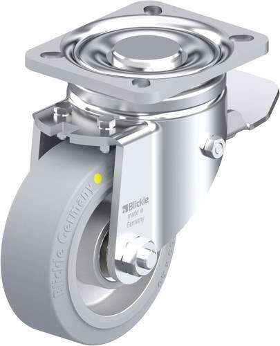 Blickle Stahlblech-Lenkrolle LH-ALEV 100K-1-ST-SG-AS in Grau mit 100 mm Rad-Durchmesser und 200 kg Tragfähigkeit - Bild 1