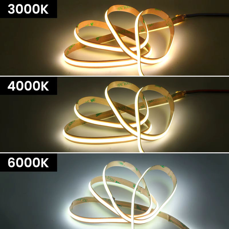 HEGEHE COB-LED-Streifen warmweiß, 24 V, superhell, 720 LEDs/m, selbstklebend und frei schneidbar, 8 mm PCB, lineare Beleuchtung, Farbe: Weiß - Bild 3