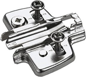 Hettich Kreuzmontageplatte mit Direkt-Höhenverstellung in Nickel-Optik mit Spreizmuffen und Lochreihe 37 x 32 mm - Bild 1