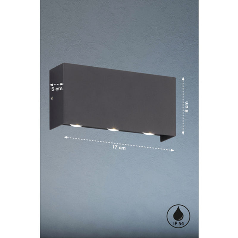 Fischer & Honsel Nairobi LED-Außenwandleuchte Schwarz aus Metall und Acryl mit Up-Down-Lichtfunktion - Bild 3