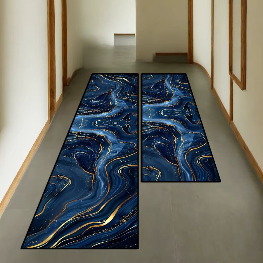 VIKAMA Teppichläufer Golden Diamond Velvet für Esszimmer, Bar und Küche in Gold - Bild 3