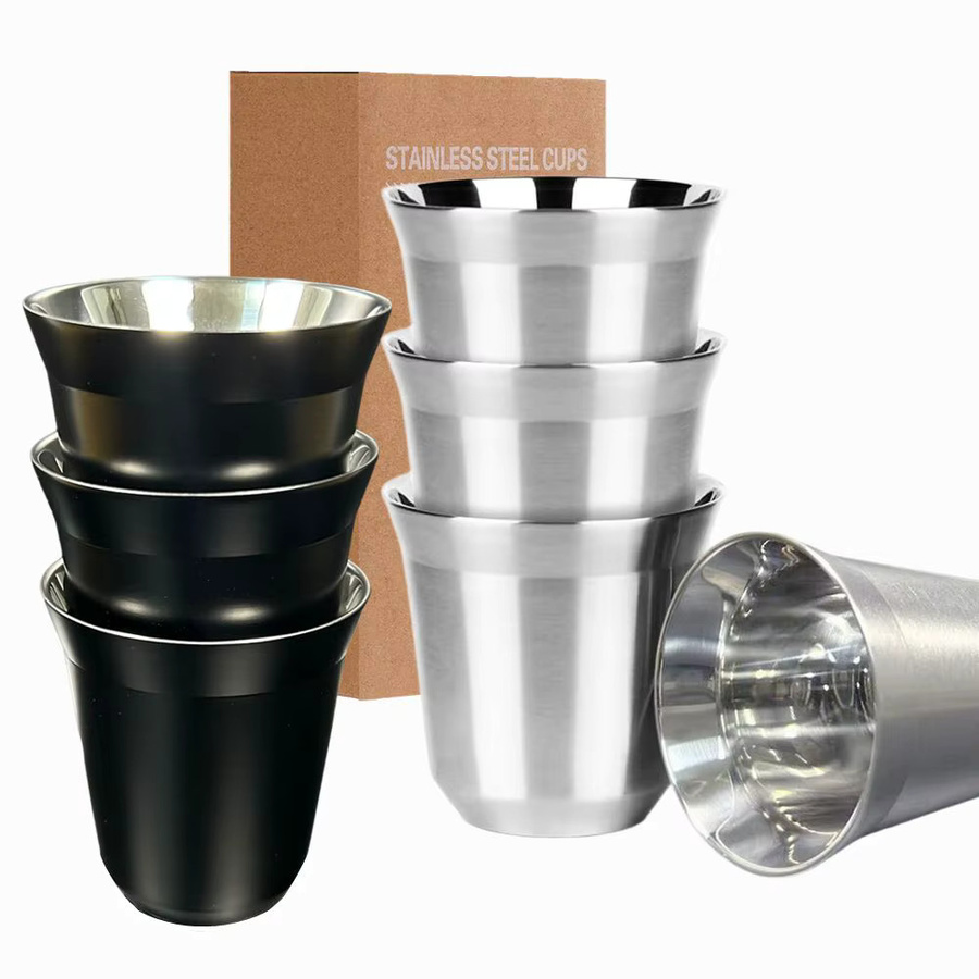 Punana Espressotassen aus doppelwandigem Edelstahl, isolierte Kaffeetassen, 160 ml, Silber oder Schwarz - Bild 6