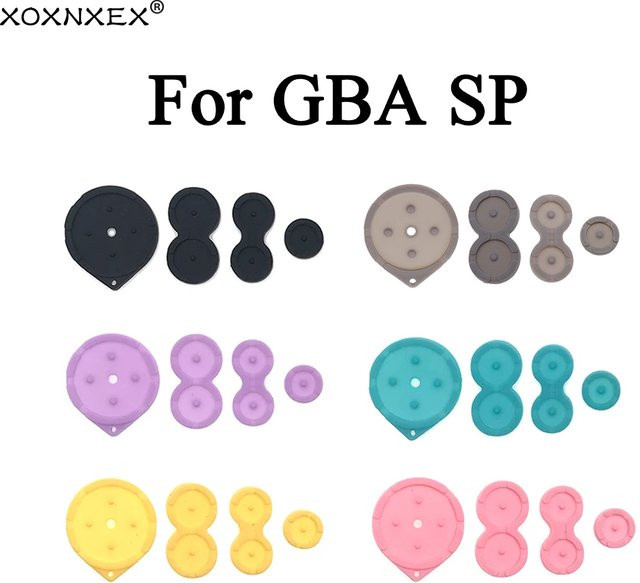 Nintendo GBA SP Reparatur-Set mit Gummiknöpfen, Kontaktflächen, Silikon-Scharnieren, Schrauben und Abdeckknöpfen in Grau (2/5 Sets) - Bild 1