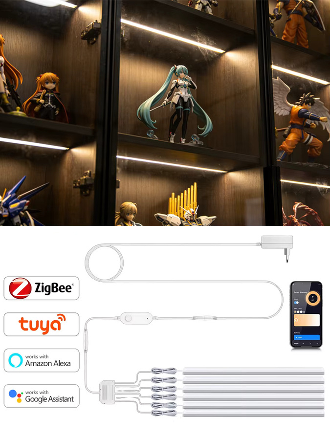 Guillermo Smart-Schrankbeleuchtungs-Set in Weiß mit Zigbee 3.0 Controller, dimmbare LED Schranklampe für Tuya App-Steuerung und Sprachsteuerung, 12V - Bild 4
