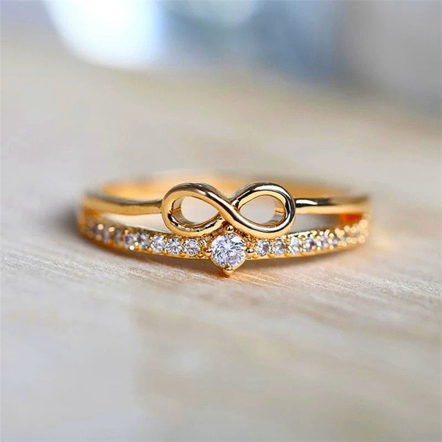 Huitan Infinity-Ring, Gold, Zirkonia, Damen - Bild 1