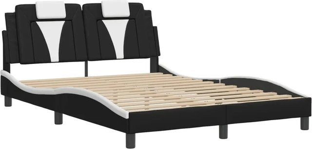 vidaXL Bettgestell Viana mit LED-Beleuchtung und USB-Ladeport, Schwarz und Weiß, B/T/H: 140 x 190 x 145 x 208 cm - Bild 1
