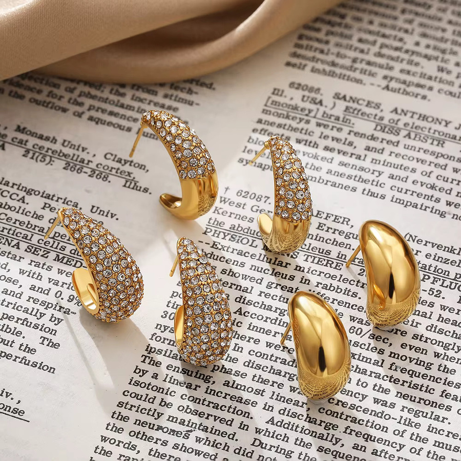 amofa Ohrringe C-förmig, Strass, Edelstahl, Damen - Bild 2