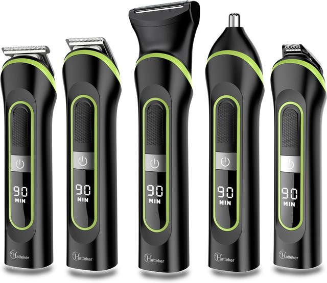 Hatteker Professioneller Haarschneider in Schwarz mit LCD-Bildschirm und USB-Ladestation - Bild 1