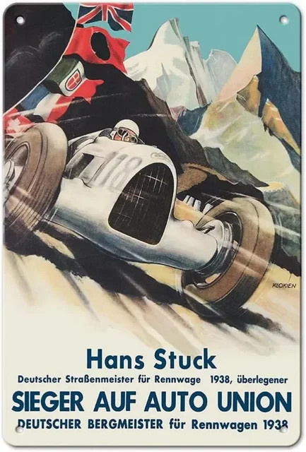 HELLOYOUNG Vintage Racing Auto Zinnschild Wanddeko aus Eisen in Multicolor - Bild 1
