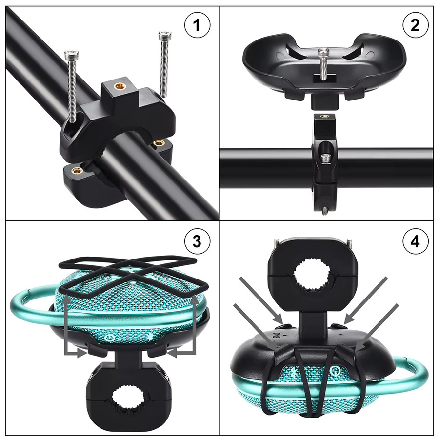 Universelle Fahrrad-Lenker-Montagehalterung für JBL Clip 5 in Schwarz mit verstellbarem Riemen - Bild 5