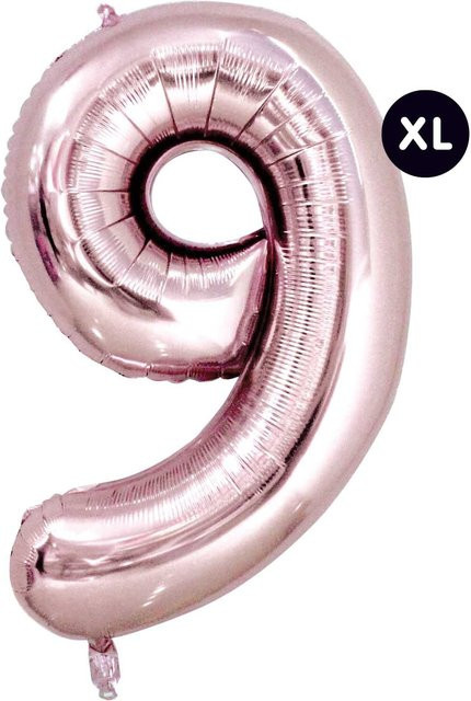 Rico Design Folienballon Zahl 9 in Rosa, Höhe: 86 cm - Bild 1