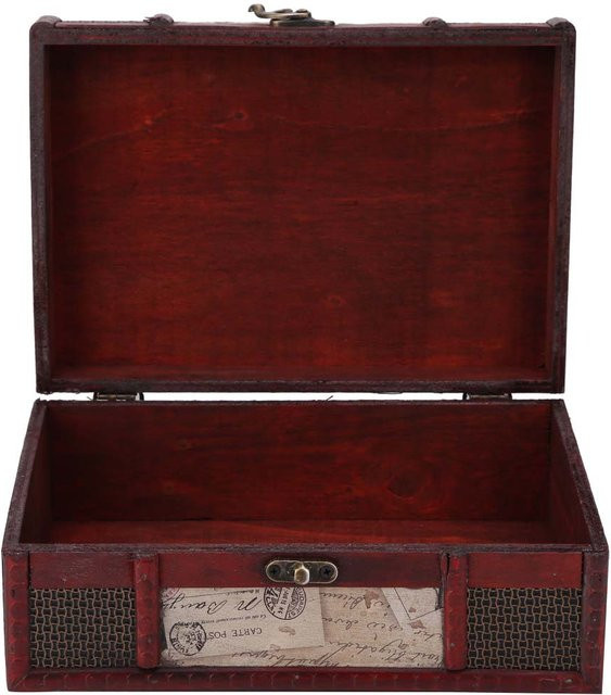 Handgefertigte Vintage Schmuckaufbewahrungsbox aus Holz in Braun mit Stempel-Design von DIYelecs, B/T/H: 16,0 x 9,5 x 2,3 cm - Bild 1