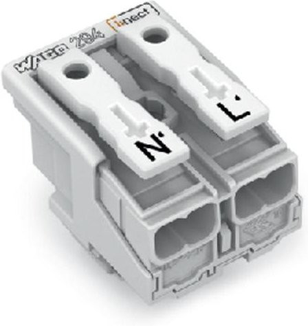 WAGO Netzanschlussklemme starr für 0,5-2,5mm² Polzahl: 2, Farbe: Weiß - Bild 1