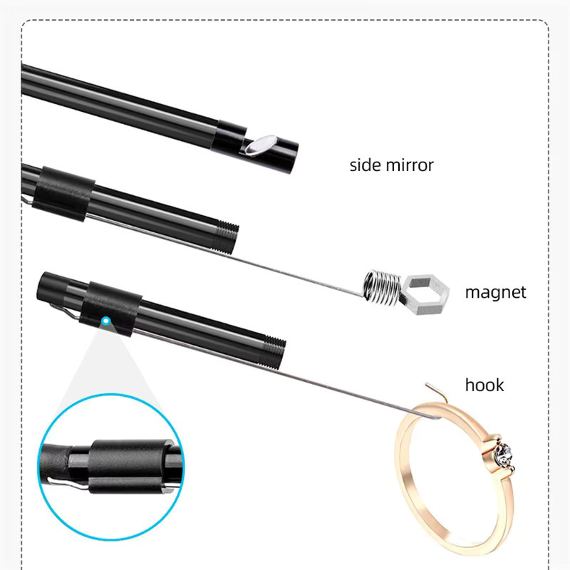 KERUI 3-in-1 Endoskopkamera für Android und PC, wasserdichte Mini-Inspektionskamera mit 7 mm flexiblem Schlauch, Farbe: Schwarz - Bild 4