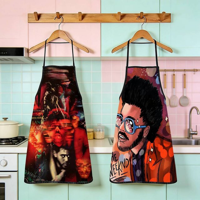 The Weeknd Cartoon-Schürze aus gewebtem Stoff in Multicolor mit Bindedetail für Damen und Herren - Bild 1