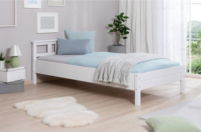 TiCAA Merci Bett aus Kiefernholz in Weiß im skandinavischen Design - Bild 1