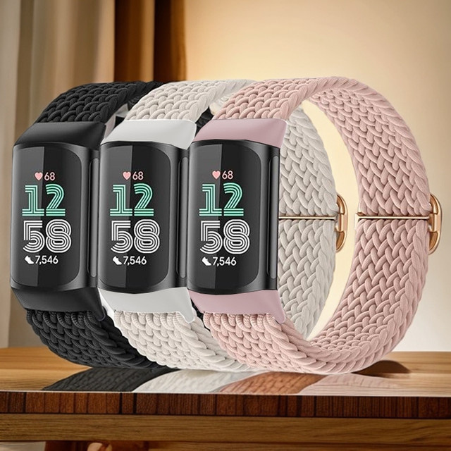 fiterme Uhrenarmband Nylon, Weiß, Unisex, Fitbit Charge 6, Fitbit Charge 5 - Bild 1