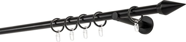 ONDECO Wandträger für 1-läufiges Rohr mit Endstück in Schwarz, Länge: 250 cm, Durchmesser: 20 mm, Wandabstand: 12 cm - Bild 1