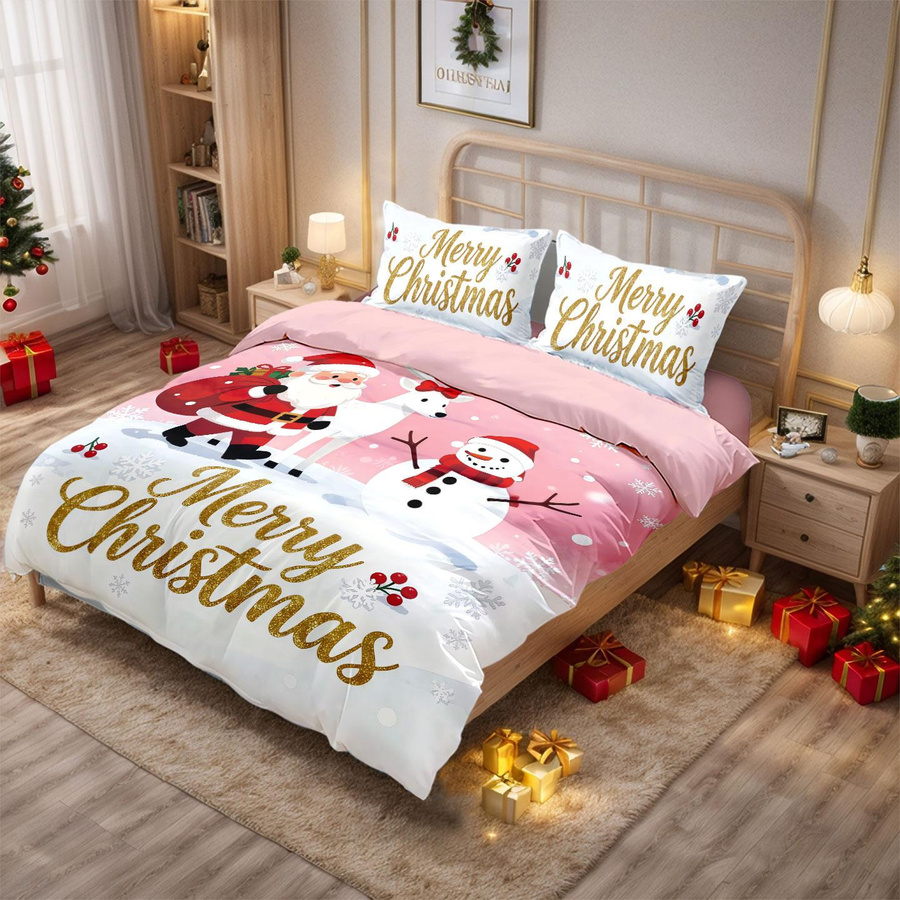 3-teiliges Bettdecken-Set mit Weihnachtsmann-Druck von Monika Chen, Multicolor, B/H: 135 x 200 cm - Bild 4