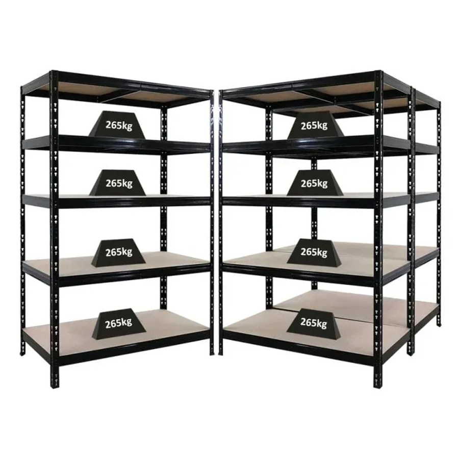 PROREGAL Tiger Schwerlastregal Set aus 3 Einheiten, Schwarz, H x B x T: 180 x 120 x 60 cm, Fachlast 265 kg, verstellbare Regalböden - Bild 2