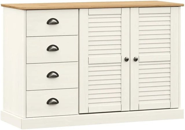 vidaXL Sideboard VIGO aus Massivholz Kiefer in Weiß, B/T/H: 113 x 40 x 75 cm - Bild 1