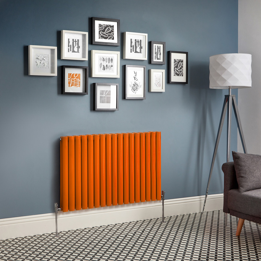 Design Heizkörper Horizontal Doppellagig von Revive in Sunset Orange, B: 100 cm, H: 63,5 cm, T: 12,5 cm - Bild 1